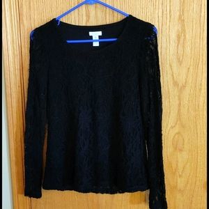Long Sleeve Lace Top with attached body camisole